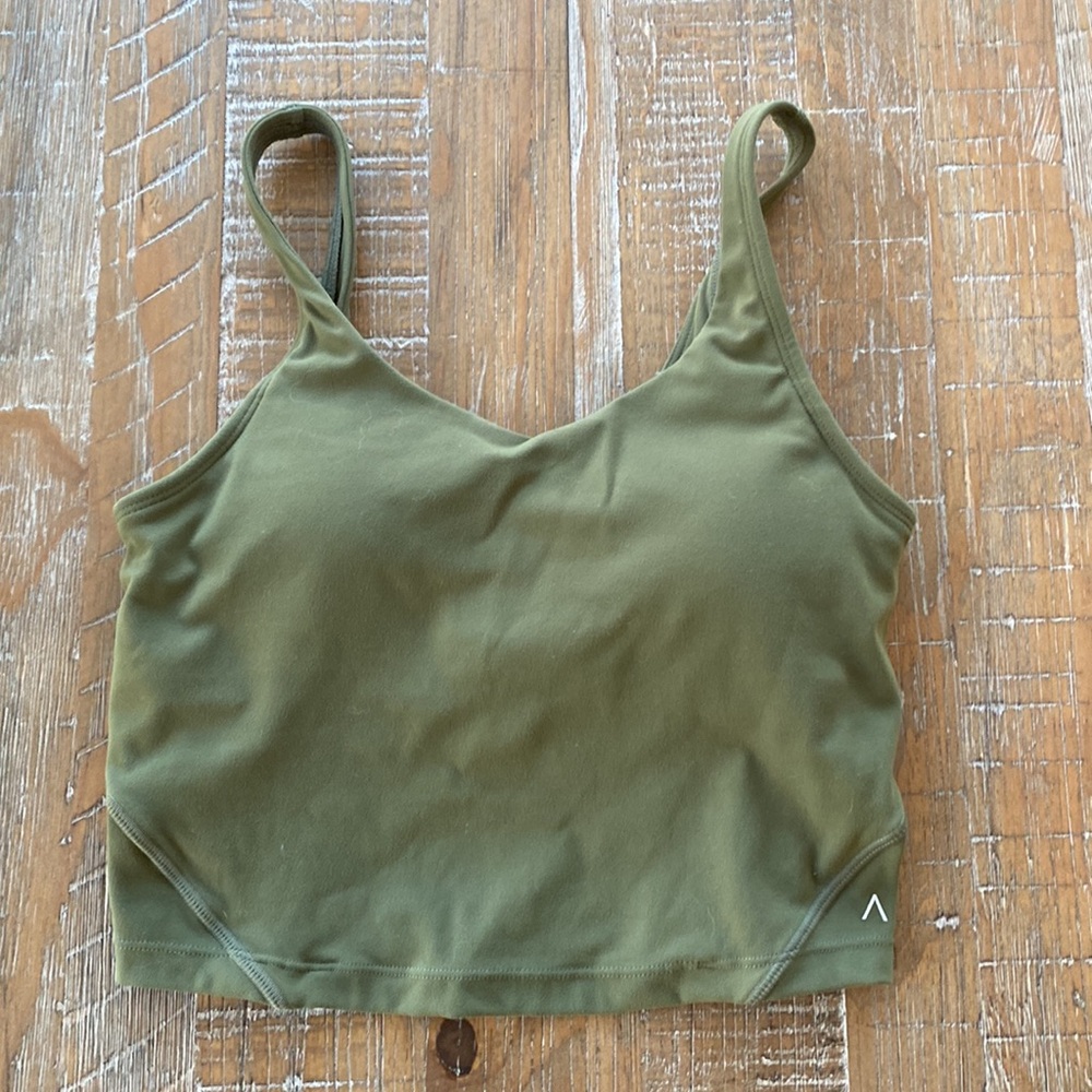 Olive High-Waist Leggings & Crop Tank Set - Picture 4 of 10
